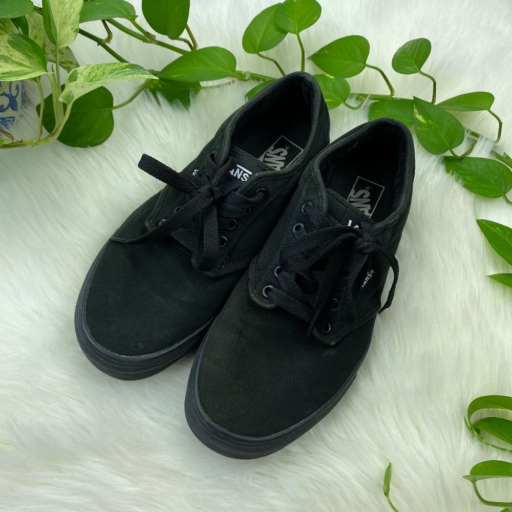 Vans All Black Low Top Lace Up Sneakers Shoes